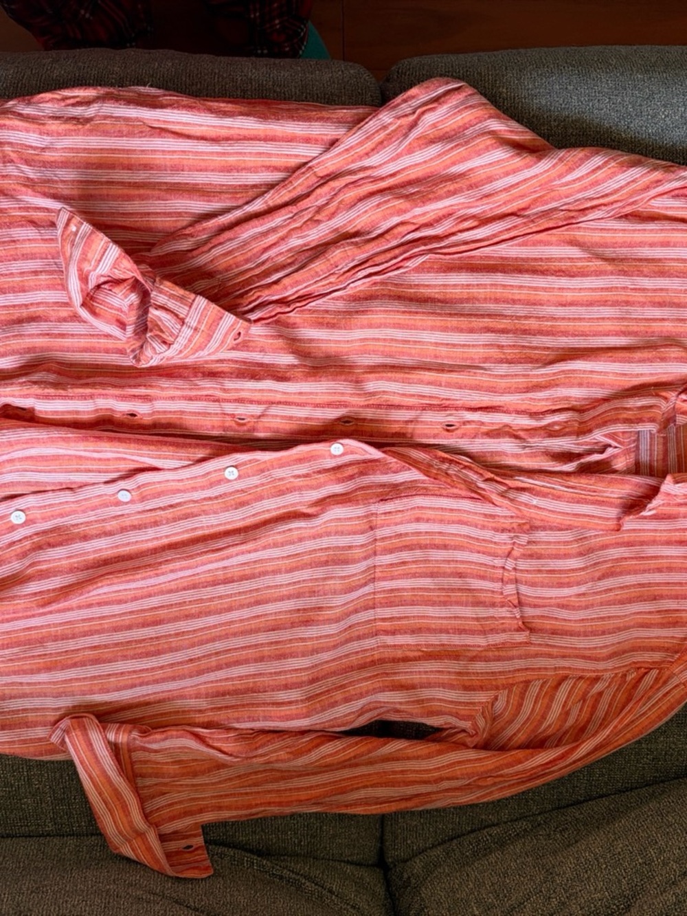 Women’s Coral Striped Button-Down Shirt